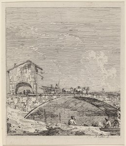 A kocsi áthalad egy hídon alkotó: Canaletto