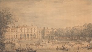 Kilátás a régi Somerset-házra a Temzéről alkotó: Canaletto
