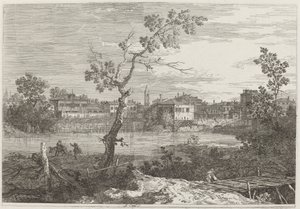 Kilátás egy városra a folyóparton, c. 17351746. alkotó: Canaletto