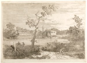 Város látképe folyóparton, a „Látképek” sorozatból alkotó: Canaletto