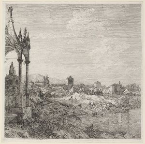 Kilátás egy városra a püspök sírjával alkotó: Canaletto