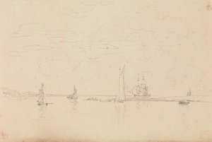 Vázlat a vitorlás hajókról a kikötőben alkotó: Capt. Thomas Hastings