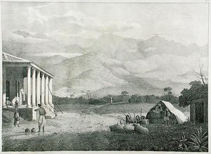 A Seremoogy vagy Streemoogy, Pass, Neelgherry Mountains, 1. lemez a View of the Neilgherries, vagy Blue Mountains of Coimbetoor, Dél-India című művéből, McCurdy kapitánytól, 1830. alkotó: Captain E. A. after McCurdy