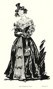 Dickens karakter: The Spinster néni (litho)