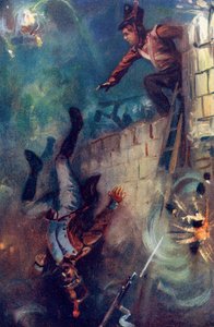 Behajította a Rettenetes árokba, Walter Wood „Grant the Grenadier” című könyvéből, a Routledge kiadó, 1912 körül