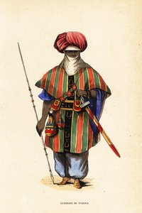 A nigeri Agadez nemes tuareg harcosa tagelmustban (turbán és fátyol), taktkat (ing) és akarbey (nadrág) alkotó: Captain George Francis (after) Lyon