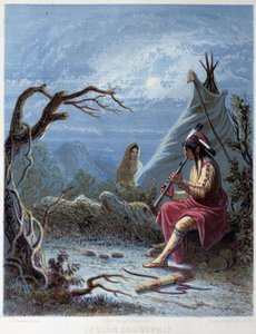 Indián fuvolán játszik – „Az írisz: megvilágított szuvenír 1802-re” című filmben, amelyet Eastman kapitány készített, szerk. Hart, Philadelphia alkotó: Captain Seth (after) Eastman