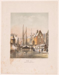 Befagyott csatorna Groningenben Der Aa. (a Hoornsche Diepből) (cím a tárgyon) alkotó: Carel Christiaan Antony Last