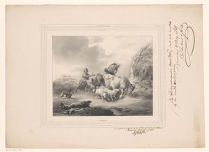 Farmer állataival egy hurrikán elől menekül A hurrikán (cím az objektumon) alkotó: Carel Christiaan Antony Last