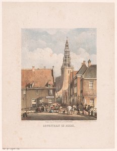 Brugstraat és Der Aa templom Groningenben Brugstraat és Akerk (cím az objektumon) alkotó: Carel Christiaan Antony Last