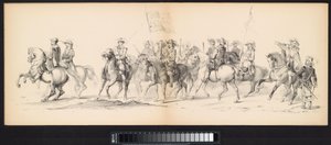 A leideni hallgatók maszkabálja, 1850 (4. tábla) Frederik Hendrik intogtja a Hertogenbosch-ban 1629-ben: a H.H. jelmezes ábrázolása. az 1850-es év Leydsche Hoogeschool den XI Junij diákjai (a sorozat címe a tárgyon) alkotó: Carel Christiaan Antony Last