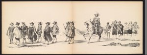 A leideni hallgatók maskarádéja, 1850 (6. tábla) Frederik Hendrik intogtja a Hertogenbosch-ban 1629-ben: H.H. jelmezes ábrázolása. az 1850-es év Leydsche Hoogeschool den XI Junij diákjai (a sorozat címe a tárgyon) alkotó: Carel Christiaan Antony Last