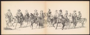 A leideni hallgatók maszkabálja, 1850 (7. tábla) Frederik Hendrik intogtja a Hertogenbosch-ban 1629-ben: H.H. jelmezes ábrázolása. az 1850-es év Leydsche Hoogeschool den XI Junij diákjai (a sorozat címe a tárgyon) alkotó: Carel Christiaan Antony Last