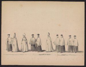 Az utrechti hallgatók maskarádéja, 1846 (11. tábla) A jelmezes körmenet ábrázolása, amely II. Fülöp spanyol herceg utrechti körmenetét ábrázolja, 1549. október 3-án, 1846. június 17-én tartotta H.H. Az Utrechtsche diákjai alkotó: Carel Christiaan Antony Last