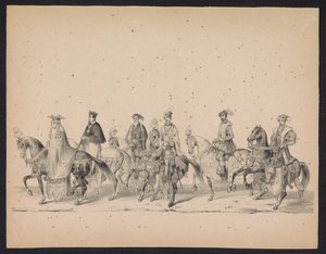 Az utrechti hallgatók maskarádéja, 1846 (16. tábla) A jelmezes körmenet ábrázolása, amely II. Fülöp spanyol herceg utrechti körmenetét ábrázolja, 1549. október 3-án, 1846. június 17-én tartotta H.H. Az Utrechtsche diákjai alkotó: Carel Christiaan Antony Last