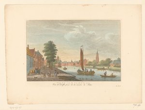 Amersfoort látképe Delft van de Vaart kiállításon / Vue de Delft, Prize de la riviere la Schie (cím a tárgyon) alkotó: Carel Frederik Bendorp (I)