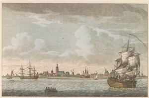 Hoorn látképe, 1790 körül Kilátás Hoorn városára / Vue dela Ville de Horn, situee sur le bord du Zuiderzee (cím a tárgyon) alkotó: Carel Frederik Bendorp (I)