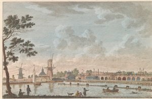 Gezicht op de Hogesluis, kb. 1790 Hooge Amstel Sluis te Amsterdam / Magas híd, úgynevezett hoog sluis - korábban Lovers