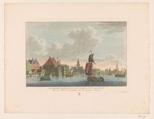 Kilátás Westzaandam falura a víz túloldalán A Binnen-Zaan a West-Zaandam-i templomhoz / Vue de West-Zaandam sur le Binnen-Zaan (cím a tárgyon)