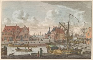 Harlingeni kikötő kapuja, 1790 körül De Haven Poort Harlingenben / Vue de la porte au port à harlingen - Premier Port dela Frize (cím a tárgyon)