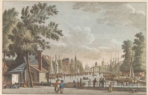 Leuvehaven Rotterdamban, 1790 körül Leuvehaven in Rotterdam / Le Canal dit Leuvenhaven a Rotterdam (cím az objektumon)