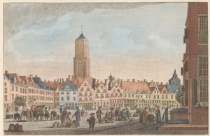 Neude Utrechtben, 1790 körül De Neude in Utrecht / Marché dite Neude à Utrecht (cím a tárgyon)