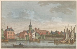 Zaandam keleti oldala, 1790 körül Templom Oost-Zaandamban / Eglise à East-Zaandam (Title on Object) alkotó: Carel Frederik Bendorp (I)