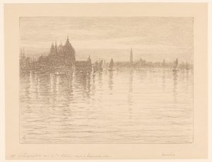 Kilátás a Santa Maria della Salute-bazilikára a vízről alkotó: Carel Nicolaas Storm van 