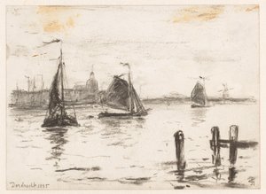 Halászhajók a Meuse-n, Dordrecht mellett alkotó: Carel Nicolaas Storm van 