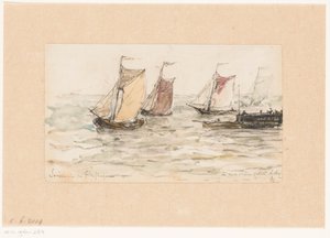 Vitorlás halászhajók a Scheldten alkotó: Carel Nicolaas Storm van 