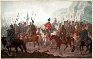 Az uráli kozákok menete Csehországon keresztül alkotó: Carl Adolph Heinrich Hess