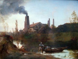Németül: "Walzwerk Neustadt-Eberswalde" vagy "Az Eberswalde melletti hengermű" A Neustadt-Eberswalde-i hengermű alkotó: Carl Blechen