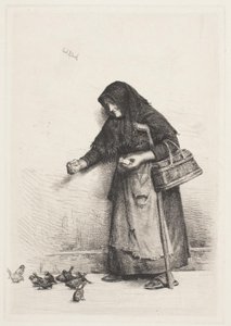 A feleség a verebekkel alkotó: Carl Bloch