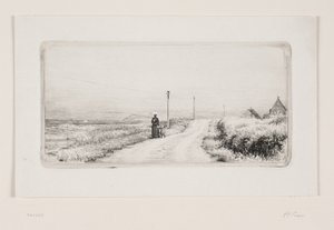 Országúti sétáló hölgy. Napsütéses délután alkotó: Carl Bloch