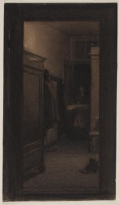 Lány viszi a tálcát a hallba alkotó: Carl Bloch
