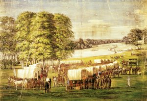 Úttörők a nebraskai síkságokon átkelve alkotó: Carl Christian Anton Christensen