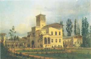 Kilátás a Schloss Charlottenhof melletti fácánházra alkotó: Carl Daniel Freydanck