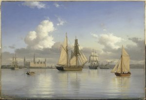 Vitorlás hajók a Kronborg kastélynál, Svédország, 1880 olaj, vászon