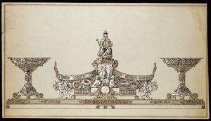 Ezüst ovális kosár rajza, Carl Faberge háza