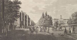 Broadway és városháza New Yorkban Broadway és városháza New Yorkban, 1824. alkotó: Carl Fredrik Akrell