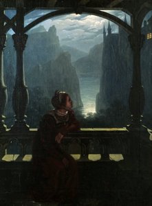 Lovagvár a Holdfényben, 1817. alkotó: Carl Friedrich Hampe