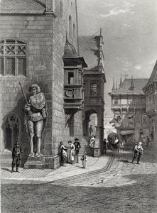 Városháza, Halberstadt, metszet: E. Joubert, nyomta: Cassell & Company Ltd (metszet)