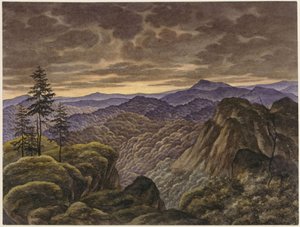 Hegyi táj naplementekor alkotó: Carl Friedrich Lessing