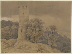 Erdei táj őrtoronnyal alkotó: Carl Friedrich Lessing