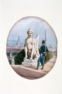 Egy őrszolgálatos gyalogos a Felső-Belvedere előtt alkotó: Carl Goebel d. J.