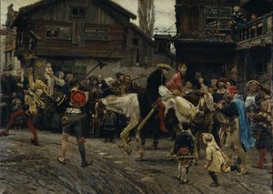 Peder Sunnanvader és Knut mester gyalázatos belépése Stockholmba 1526-ban, 1879-ben