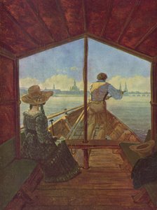 Gondola az Elbán Drezda közelében alkotó: Carl Gustav Carus