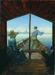 Barge utazás az Elbán Drezda közelében (Reggel az Elbán) alkotó: Carl Gustav Carus