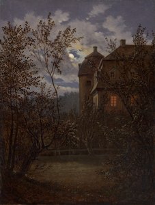 Schloss Milkel in Moonlight, kb. 1833-35.
