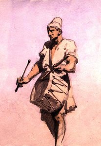 Dobos a házassági menetben, Kairó (akvarell papíron) alkotó: Carl Haag